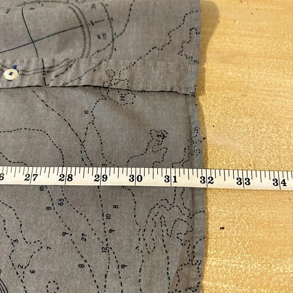 Nautica Mens Blue Sail Map Print Button Up Shirt Grey White Size: XL - Picture 11 of 11